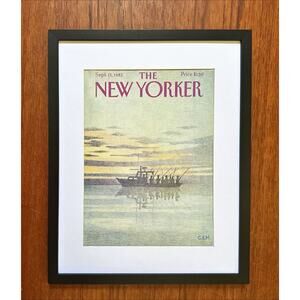 Framed 1982 The New Yorker Magazine Sept 13 Cover Charles E Martin Fishing Yacht